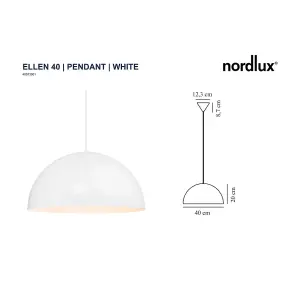 Nordlux Ellen 40 Indoor Living Dining Metal Pendant Ceiling Light in White (Diam) 40cm