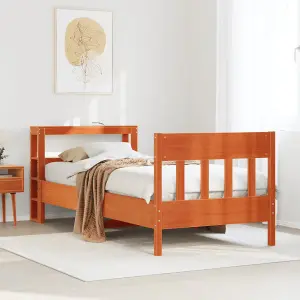 Berkfield Bed Frame without Mattress Wax Brown 90x200 cm Solid Wood Pine