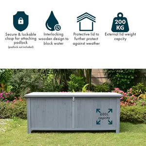 Large Grey Wooden Garden Storage Cabinet - 600L