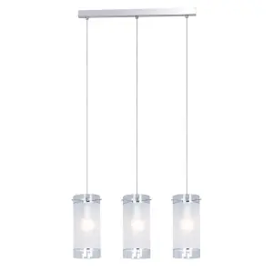 Luminosa Modern Hanging Pendant Chrome 3 Light  with Matt Shade, E27