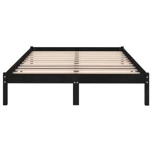 Berkfield Bed Frame Black Solid Wood Pine 140x200 cm