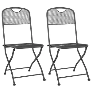 Berkfield Folding Garden Chairs 2 pcs Expanded Metal Mesh Anthracite