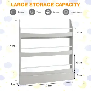 Costway 3-Tier Kids Bookshelf Toy Storage Bookcase Rack Wall w/ Anti-toppling Kits Grey