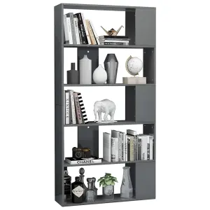 Berkfield Book Cabinet/Room Divider High Gloss Grey 80x24x159 cm Engineered Wood