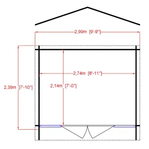 Shire Epping 10x8 ft Toughened glass & 2 windows Apex Wooden Cabin with Tile roof - Assembly service included