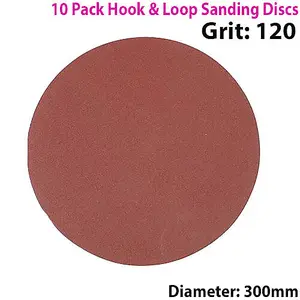 QTY 10 300mm 12 Inch Sanding Discs 120 Grit Orbit Sander Hook & Loop