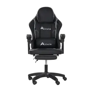 Alivio 360 Swivel Gaming Chair with Footrest Lumbar Support Back Support - Black