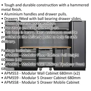 Versatile Garage Storage System with Pressed Wood Worktop - 3240mm x 485mm x 2000mm