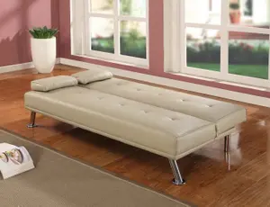 Comfy Living Faux Leather Naples Sofa Bed in Cream