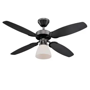 105cm Ceiling Fan with Light Kit Black with Black Blades