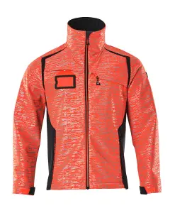 Mascot Accelerate Safe Softshell Jacket with Reflectors (Hi-Vis Red/Dark Navy)  (Medium)