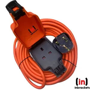 Weatherproof Mains Outdoor Garden Extension Lead IP54 Orange 1 Socket 13A Plug 10 Metres