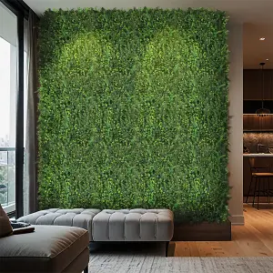 Artificial Grass Plant Wall Panel, Artificial Leaves Hedge Wall Panel H 8 cm