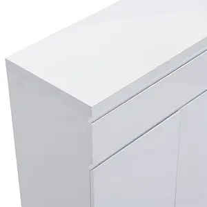 Sydney High Gloss Shoe Cabinet With 2 Door 1 Drawer In White