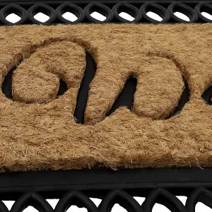 JVL Orana Embossed Rubber Tuffscrape Coir Doormat, 40x70cm