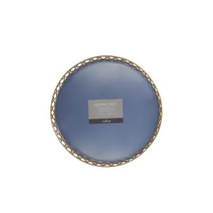 BarCraft Stainless Steel Blue and Brass Finish Serving Tray