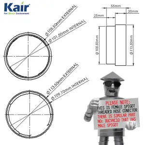 Kair Threaded Connector 100mm - 4 inch for Joining Flexible Hose to Round Ducting Fittings