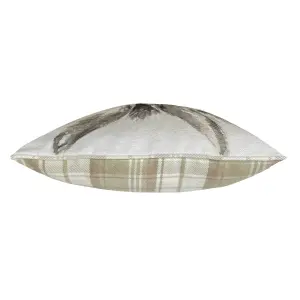 Evans Lichfield Watercolour Donkey Tartan Piped Feather Filled Cushion