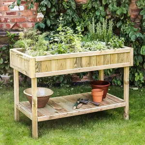 Zest Raised Herb Stand Wooden Planter Bed Garden Vegetable Plant