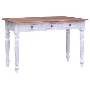 Berkfield Desk with Drawers White 117x57x75 cm Solid Reclaimed Wood