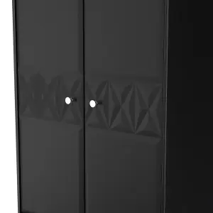 San Jose Ready assembled Contemporary Black 2 Drawer Tall Double Wardrobe (H)1960mm (W)740mm (D)520mm