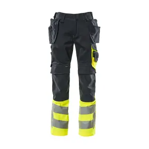 Mascot Safe Supreme Trousers with Holster Pockets (Dark Navy/Hi-Vis Yellow)  (33.5) (Leg Length - Regular)