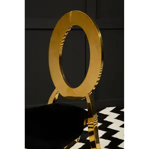 Interiors by Premier Stackable Gold Frame Dining Chair, Backrest Indoor Velvet Chair, Easy to Clean Bedroom Velvet Chair