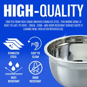 26cm German Stainless Steel Mixing Bowl Kitchen Salad Tosser 5 Litre