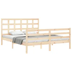 Berkfield Bed Frame with Headboard 160x200 cm Solid Wood