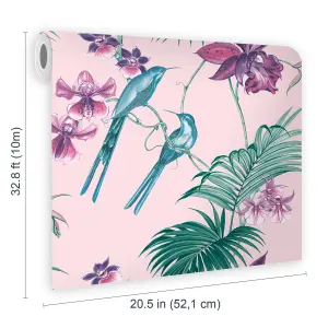 Julien MacDonald Utopia Tropical Floral Pink Wallpaper