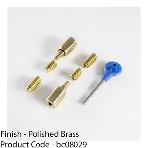 Sash Window Stop Lock Set with Key 25 x 16mm Window Restrictor Polished Brass