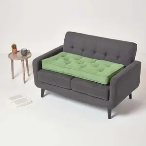 Homescapes Forest Green Cotton 2 Seater Booster Cushion