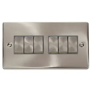 Click Scolmore Deco Plate Switch 6 Gang 10AX 2 Way Satin Chrome - VPSC416GY