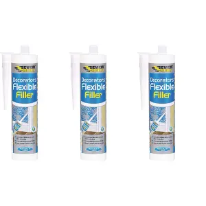 Everbuild Flexible Decorators Filler, White, 290 ml   FLEX (Pack of 3)