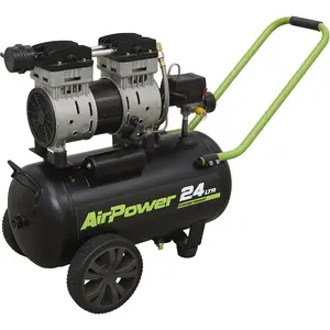 24L Low Noise Direct Drive Air Compressor with Twin Gauge Display - 1hp Motor