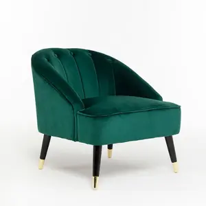 Velvet Emerald Green Kensington Slipper Bedroom Accent Chair