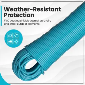 Hardys Clothes Washing Line - PVC Coated with Steel Core, Outdoor & Indoor Suitable Clothes Line, 80kg Capacity - 50m, Blue