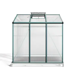 Polycarbonate Greenhouse Walk In Aluminium Frame Garden Green House with Base Foundation,Green,6 x 6 ft