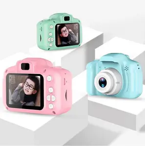 Green Kids Mini Selfie Video Camera With 32GB SD Card Safe Durable Shockproof with Non-toxic Plastic Material