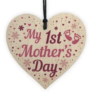 Red Ocean First 1st Mothers Day Mummy To Be Baby Newborn Gift Wooden Heart Sign Gift For Mum From Daughter Son