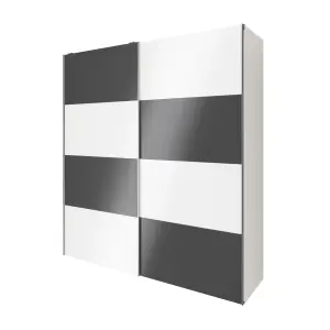 GoodHome Atomia White & anthracite Particle board Wardrobe (H)2250mm (W)2000mm (D)655mm