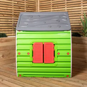 1.09m Grey & Green Kids Indoor Outdoor Plastic Wendy House Magical Playhouse