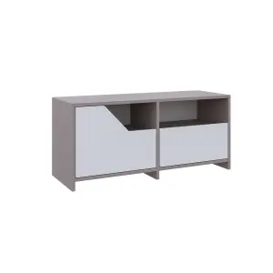 Decortie Modern Nexus Shoe Cabinet Mocha Grey, White 105(W) 2-Door Storage and Open Shelf Space Saver Engineered Wood Hallway