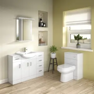 Floor Standing 4 Drawer Bathroom Unit - 300mm - Gloss White