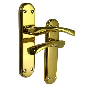 Genova Door Handles Brass Twist Lever Latch Marina Backplate