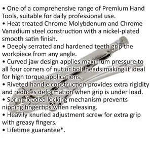 180mm Locking Pliers - Curved Deeply Serrated 35mm Jaws - Hardened Teeth