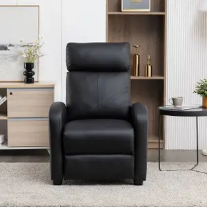 WestWood Luxury PU Leather Modern Push Back Reclining Armchair Lounge Padded Seater Black