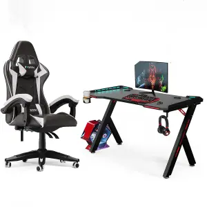 E-Sports Swivel Chair and RGB Lighting Gaming Deskfor Gamer Workstation