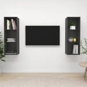 Berkfield Wall-mounted TV Cabinets 2 pcs Grey Engineered Wood