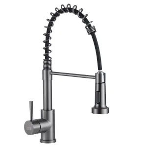 Grey Commercial Swivel Pull out Kitchen Tap Mixer Tap Faucet